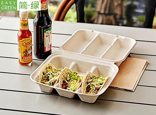 Disposable Taco Plates for Party, Bagasse Taco Holders with Dividers